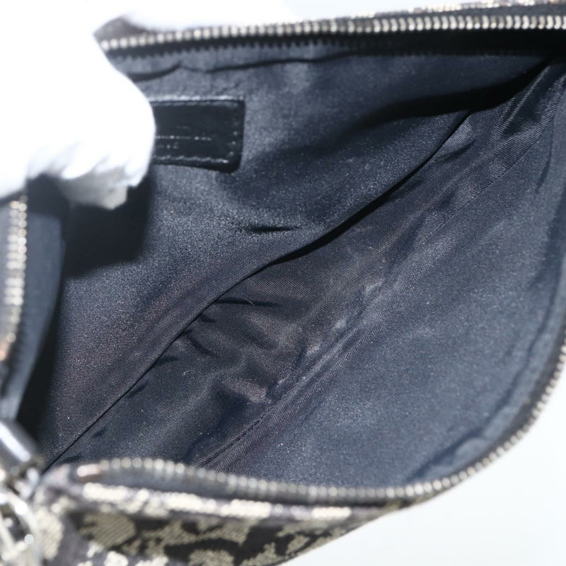 【日本直送】Christian Dior Trotter帆布馬鞍配件包 黑色銀色 Auth 173357V-15