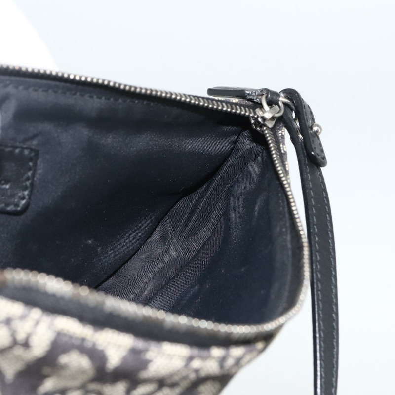 【日本直送】Christian Dior Trotter帆布馬鞍配件包 黑色銀色 Auth 173357V-16