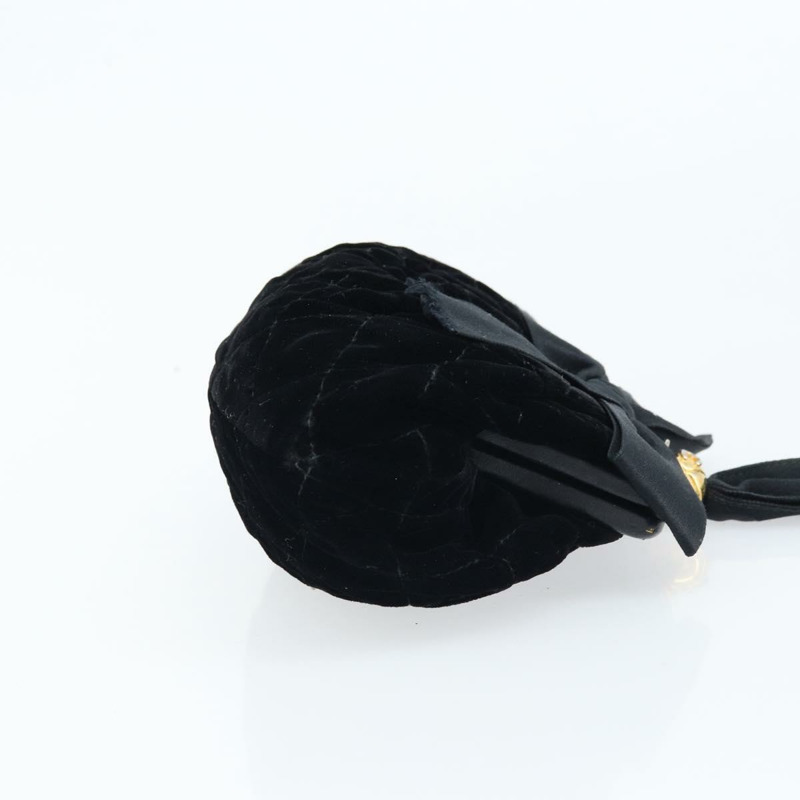 【日本直送】香奈兒 (CHANEL) 天鵝絨黑色金色雙C標誌手提包 ARZ385A-3