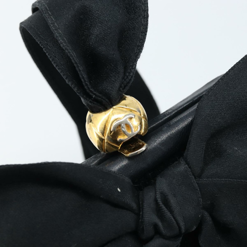 【日本直送】香奈兒 (CHANEL) 天鵝絨黑色金色雙C標誌手提包 ARZ385A-14