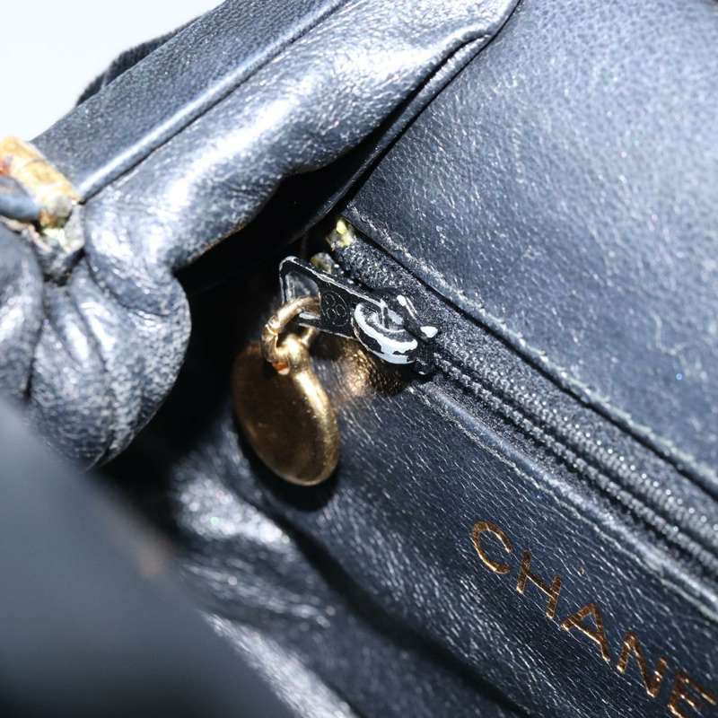 【日本直送】香奈兒 (CHANEL) 天鵝絨黑色金色雙C標誌手提包 ARZ385A-19