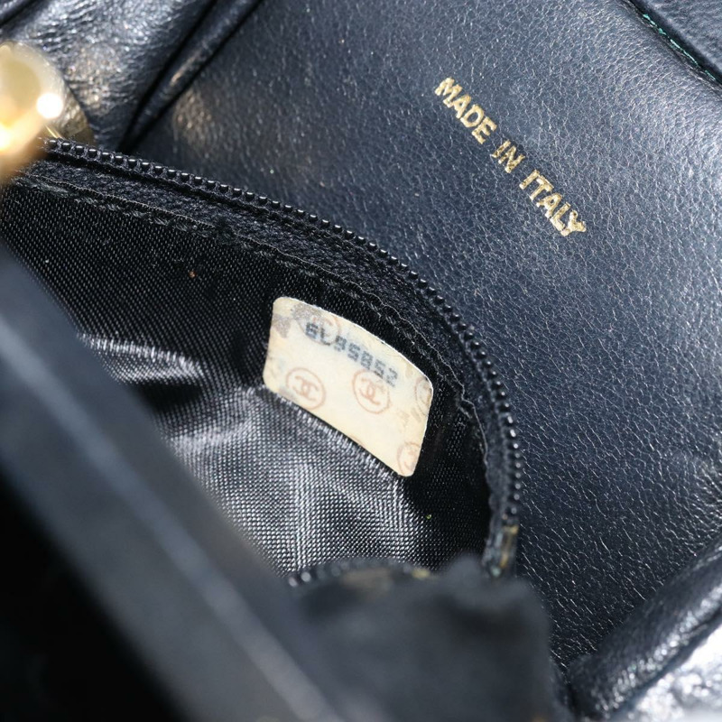 【日本直送】香奈兒 (CHANEL) 天鵝絨黑色金色雙C標誌手提包 ARZ385A-21