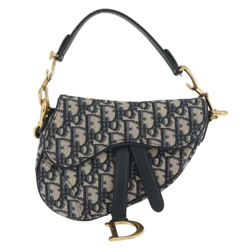 【日本直送】Christian Dior Trotter帆布斜背馬鞍包 海軍藍金色 正品 ka3018SAM-1