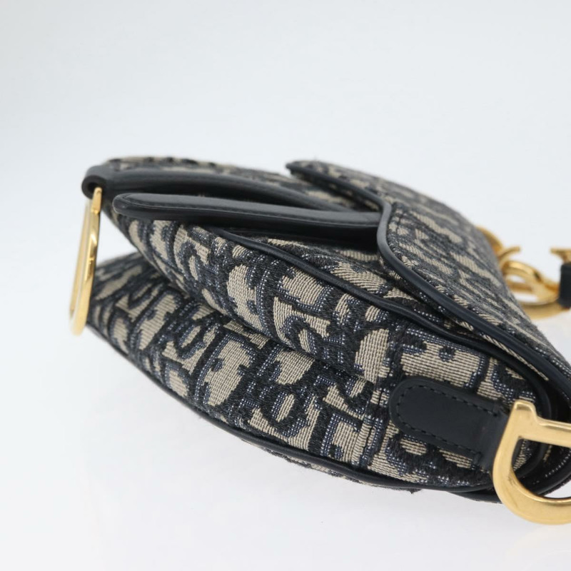【日本直送】Christian Dior Trotter帆布斜背馬鞍包 海軍藍金色 正品 ka3018SAM-4