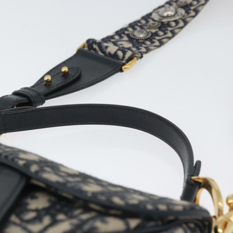 【日本直送】Christian Dior Trotter帆布斜背馬鞍包 海軍藍金色 正品 ka3018SAM-7