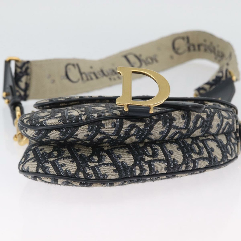 【日本直送】Christian Dior Trotter帆布斜背馬鞍包 海軍藍金色 正品 ka3018SAM-10