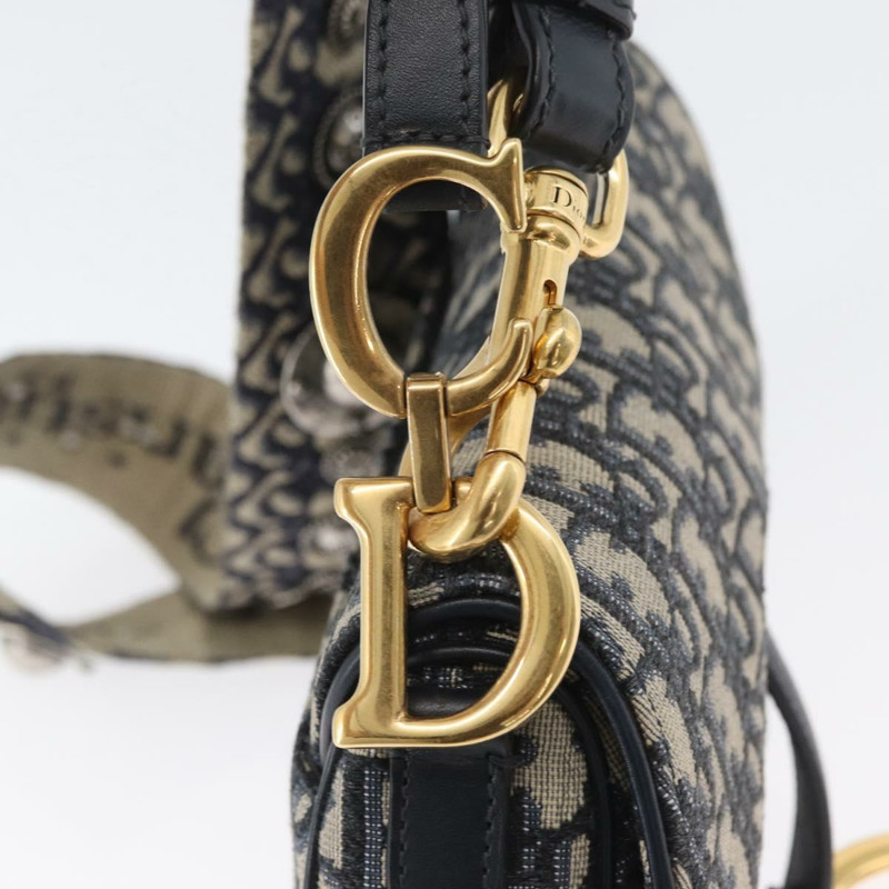 【日本直送】Christian Dior Trotter帆布斜背馬鞍包 海軍藍金色 正品 ka3018SAM-16
