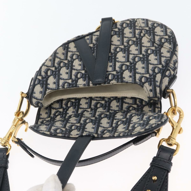 【日本直送】Christian Dior Trotter帆布斜背馬鞍包 海軍藍金色 正品 ka3018SAM-17