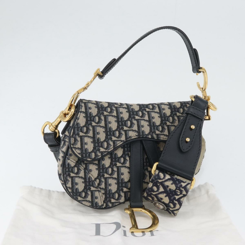【日本直送】Christian Dior Trotter帆布斜背馬鞍包 海軍藍金色 正品 ka3018SAM-26