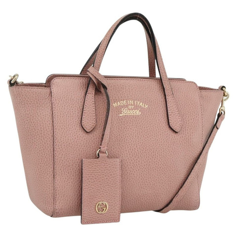 GUCCI Swing Tote PM 手提包 皮革 2way 粉金配色 368827 正品 BSZ083V