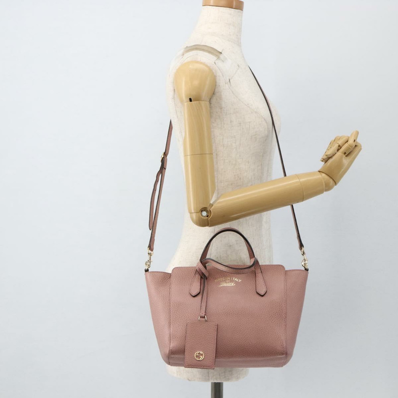 【日本直送】GUCCI Swing Tote PM 手提包 皮革 2way 粉金配色 368827 正品 BSZ083V-22