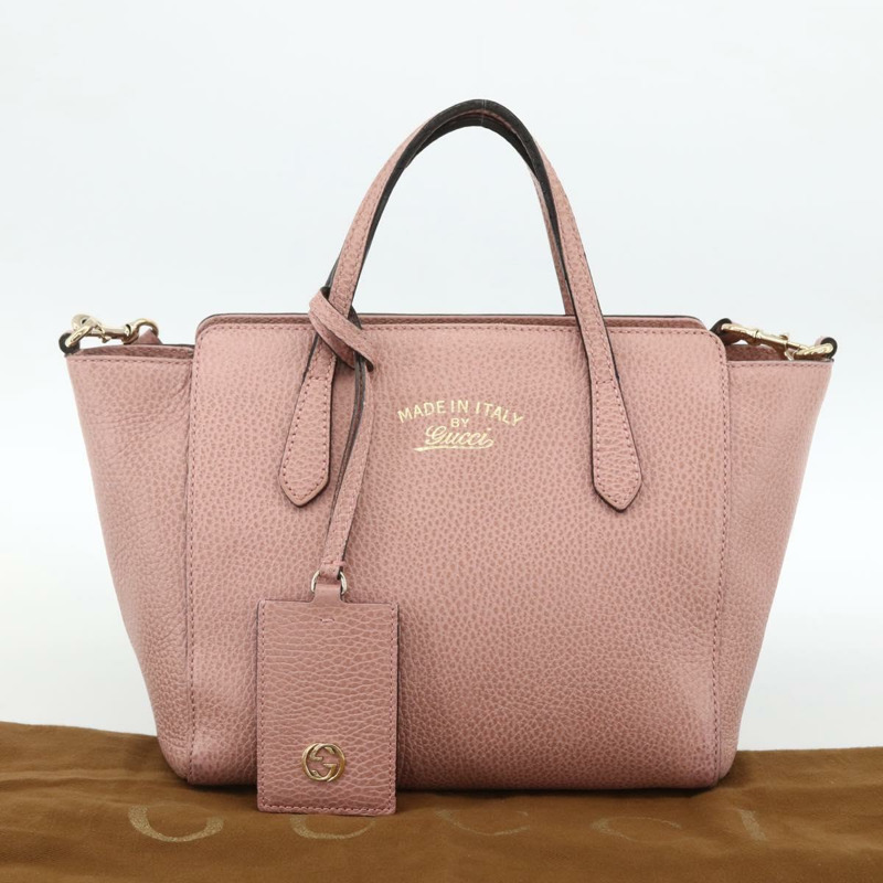 【日本直送】GUCCI Swing Tote PM 手提包 皮革 2way 粉金配色 368827 正品 BSZ083V-23
