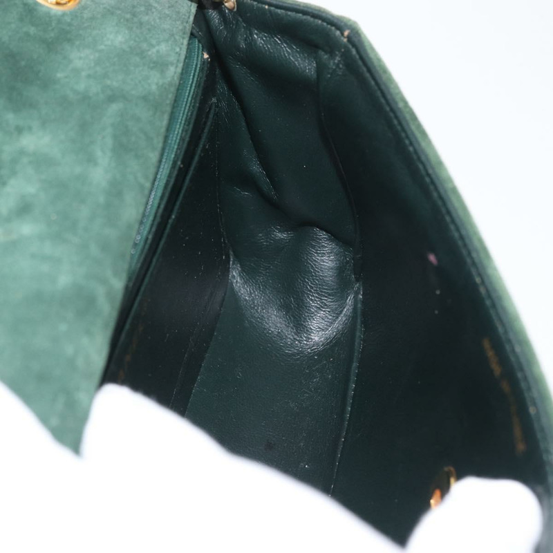 【日本直送】香奈兒 Mademoiselle 鏈條肩背包，絨面革材質，綠色金色雙C標誌，正品 BSZ035SAV-20