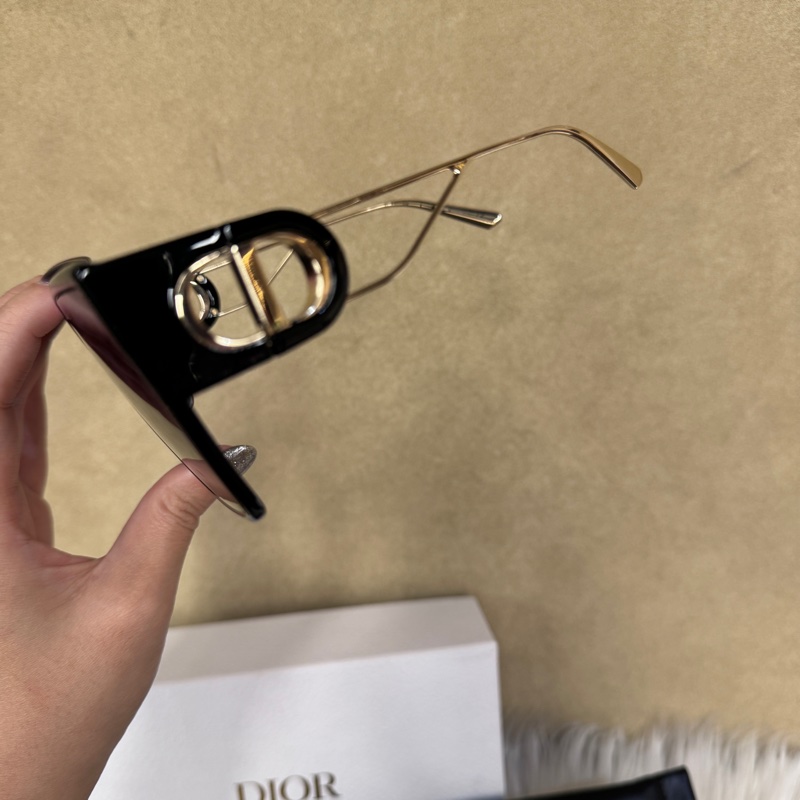 Dior 30Montaigne BU黑膠框藍鏡片墨鏡 近全新-3