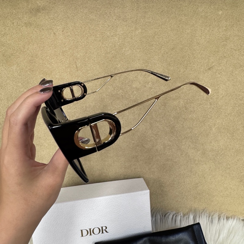 Dior 30Montaigne BU黑膠框藍鏡片墨鏡 近全新-4