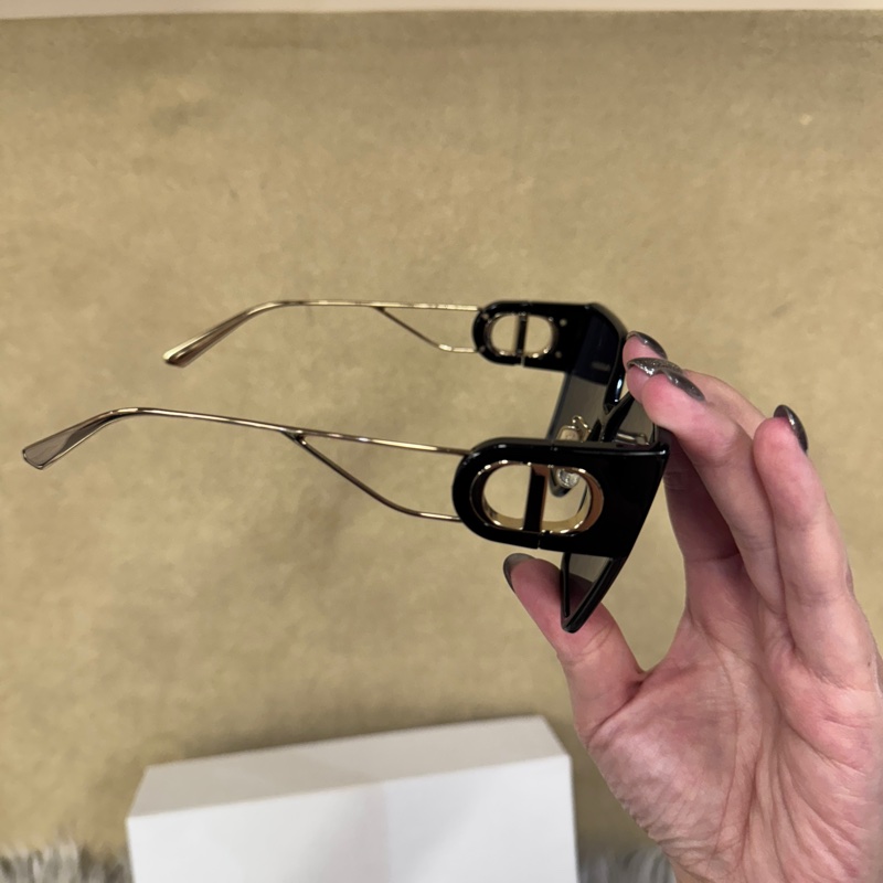 Dior 30Montaigne BU黑膠框藍鏡片墨鏡 近全新-5