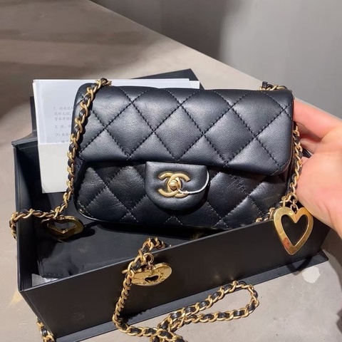 CHANEL香奈兒 CF 大mini 愛心鍊條 晶片款