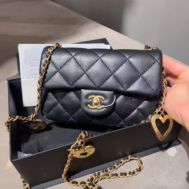 CHANEL香奈兒 CF 大mini 愛心鍊條 晶片款-0