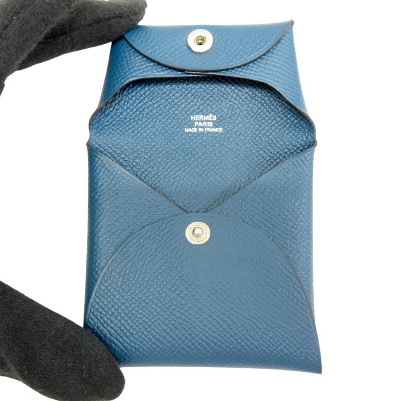 藍色 EPSOM牛皮 Bastia 扣式 零錢包 X刻【HERMES 愛馬仕】-4