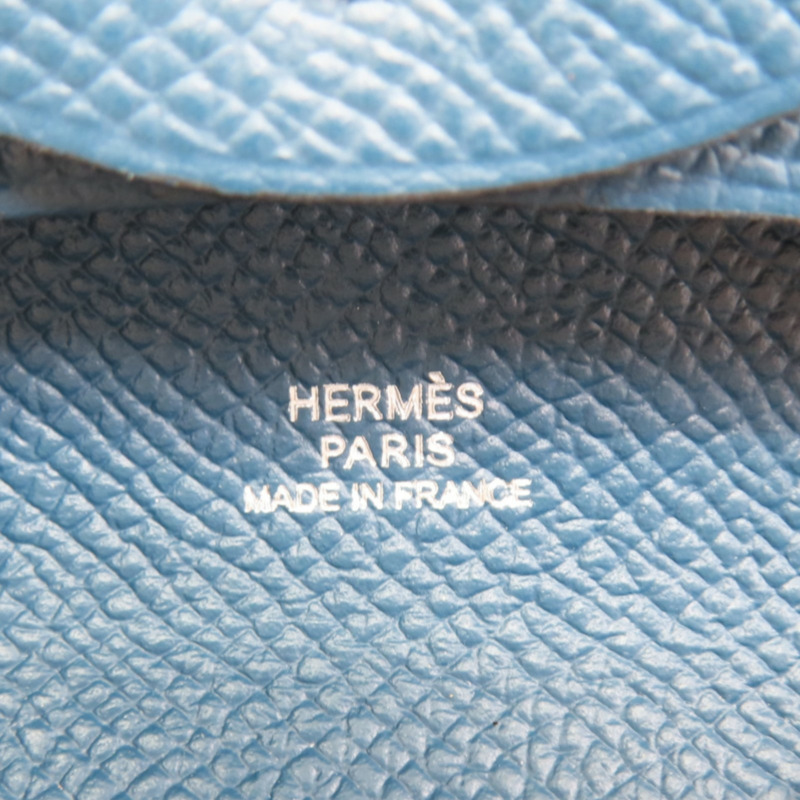 藍色 EPSOM牛皮 Bastia 扣式 零錢包 X刻【HERMES 愛馬仕】-6