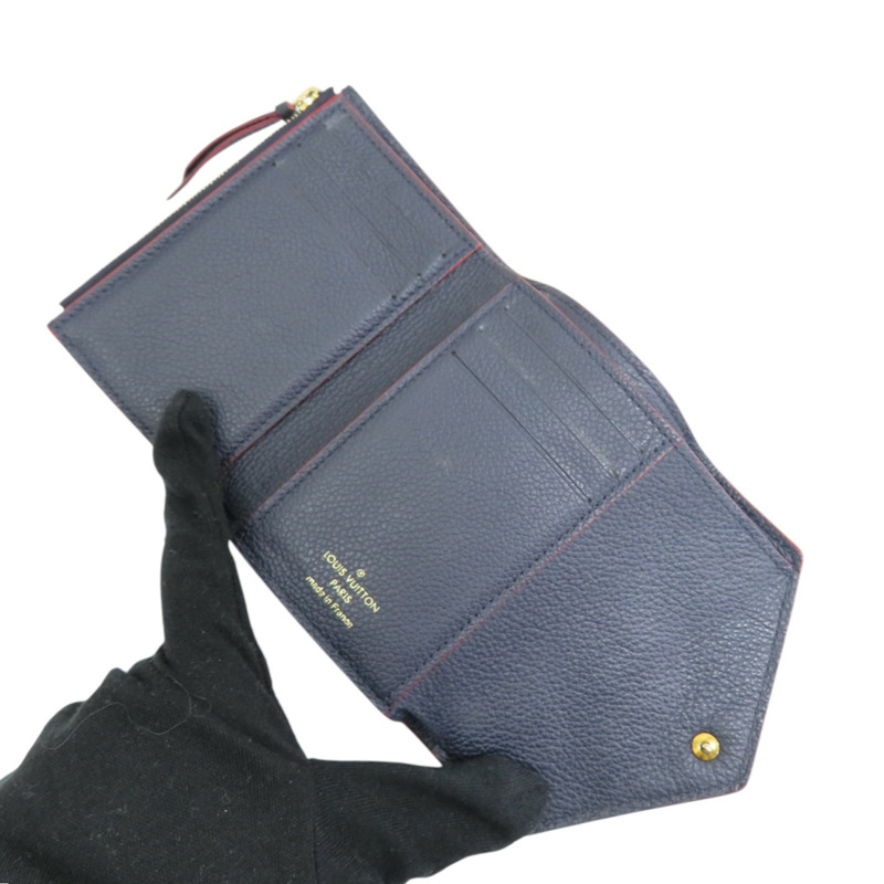 深藍色 壓紋 Empreinte牛皮 Victorine 錢包 短夾【LOUIS VUITTON LV 路易威登】 M83590-4