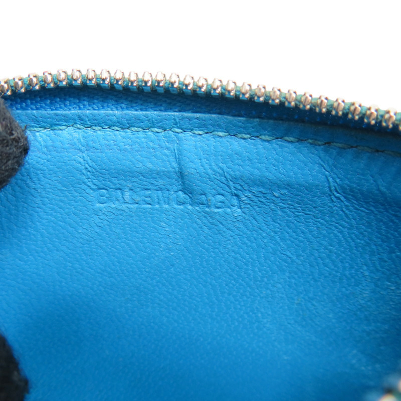 藍色 牛皮 掛繩 零錢包【Balenciaga 巴黎世家】 594548-5