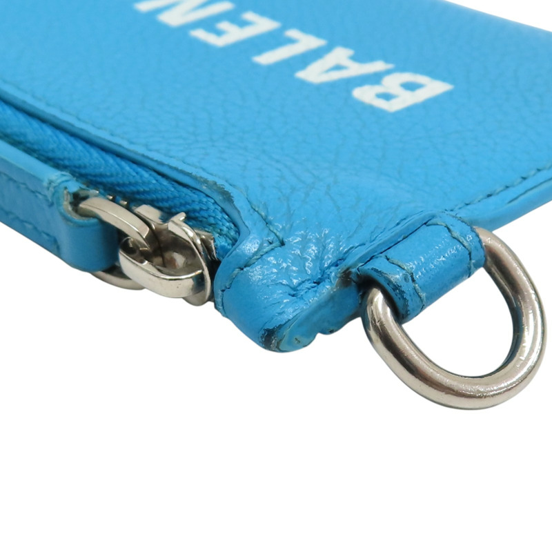 藍色 牛皮 掛繩 零錢包【Balenciaga 巴黎世家】 594548-8