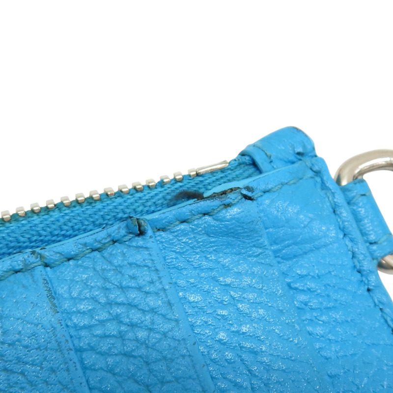 藍色 牛皮 掛繩 零錢包【Balenciaga 巴黎世家】 594548-13