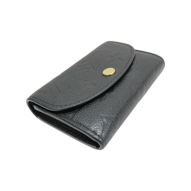 黑色 原花壓紋 牛皮 Rosalie 扣式短夾【LOUIS VUITTON LV 路易威登】 M81455-2