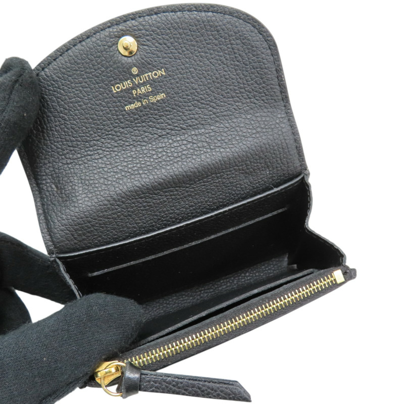 黑色 原花壓紋 牛皮 Rosalie 扣式短夾【LOUIS VUITTON LV 路易威登】 M81455-4