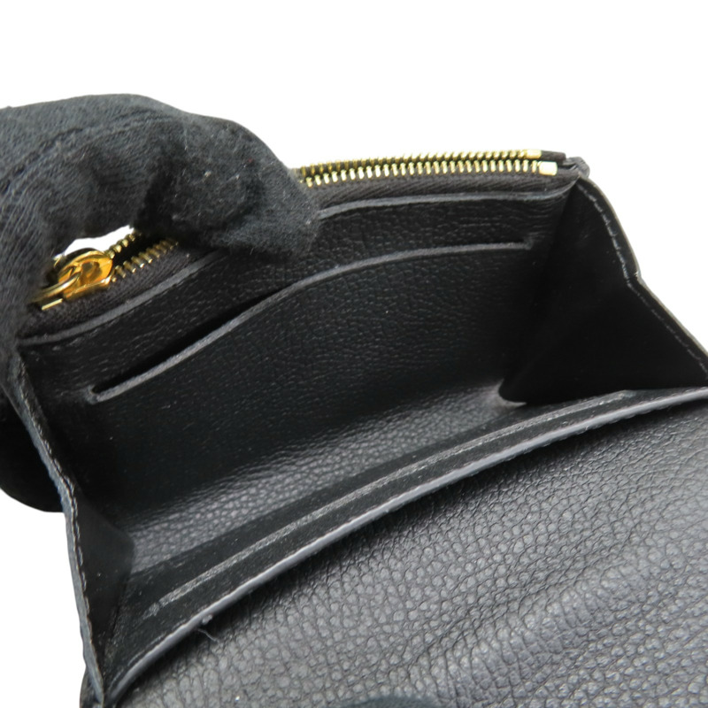 黑色 原花壓紋 牛皮 Rosalie 扣式短夾【LOUIS VUITTON LV 路易威登】 M81455-6