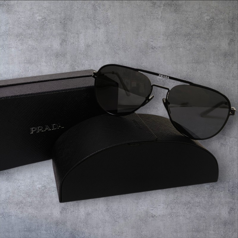 【9成新】㊣✨ PRADA ✨普拉達  （附盒） 金屬框 黑色 潮流 雷朋 飛行 太陽眼鏡 墨鏡/保證正品🌳二手樹屋🌳-1