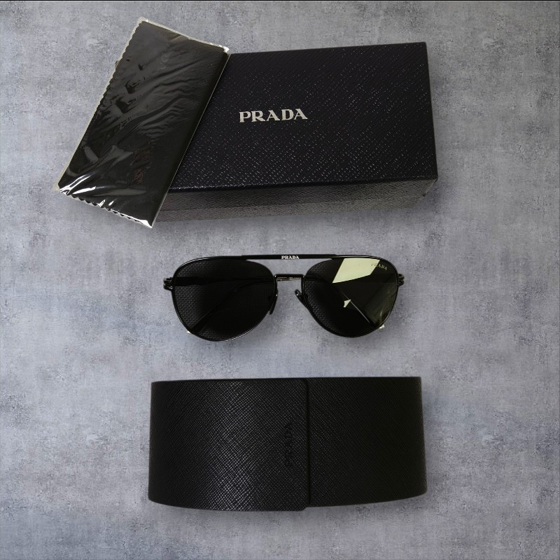 【9成新】㊣✨ PRADA ✨普拉達  （附盒） 金屬框 黑色 潮流 雷朋 飛行 太陽眼鏡 墨鏡/保證正品🌳二手樹屋🌳-26