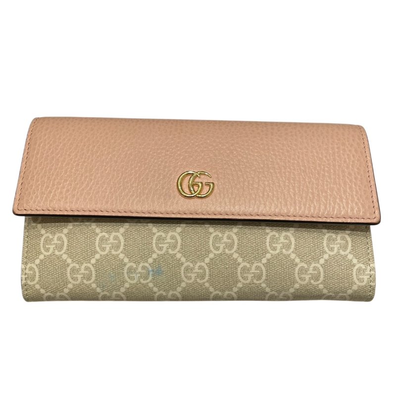 GUCCI 古馳 546585 肩背長夾 皮革/PVC帆布 粉色 金釦-1