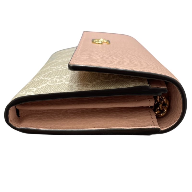 GUCCI 古馳 546585 肩背長夾 皮革/PVC帆布 粉色 金釦-3