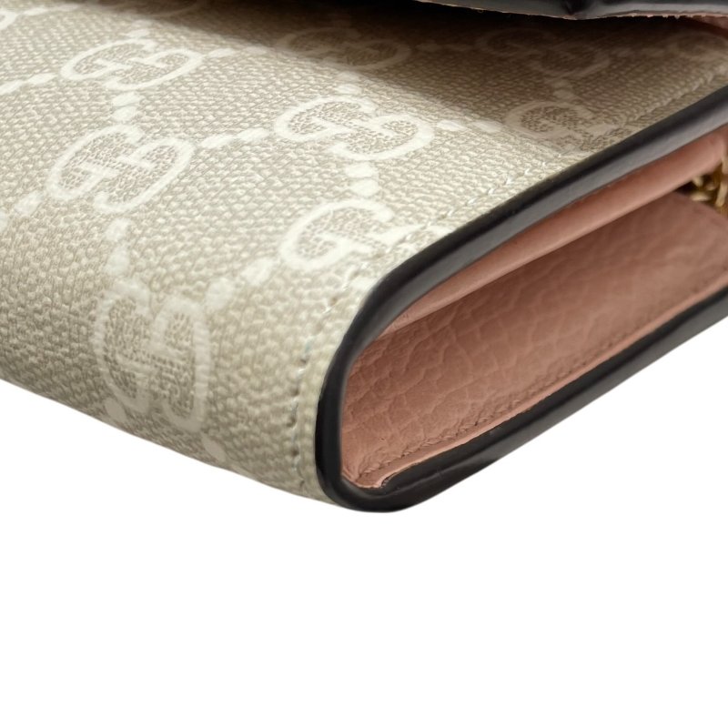 GUCCI 古馳 546585 肩背長夾 皮革/PVC帆布 粉色 金釦-6