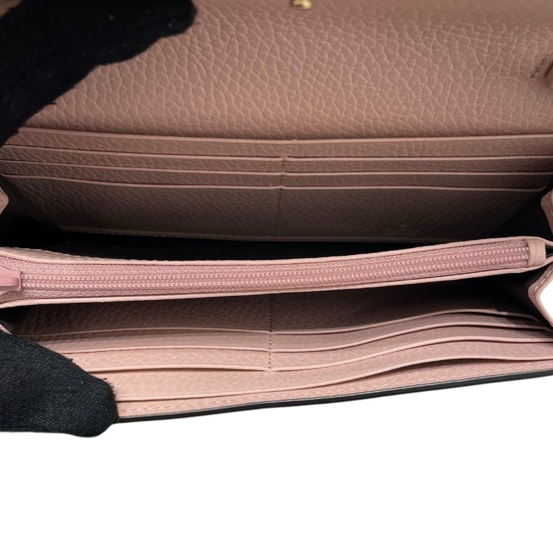 GUCCI 古馳 546585 肩背長夾 皮革/PVC帆布 粉色 金釦-12