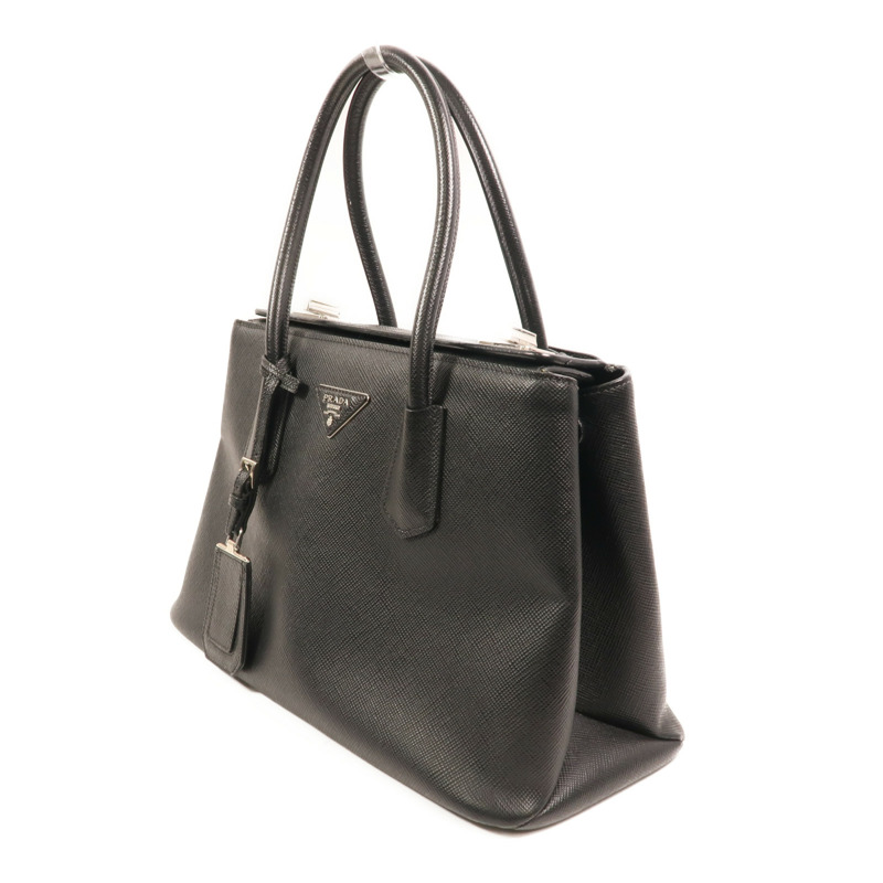 PRADA Saffiano皮革2 Way Shoulder銀扣手挽肩背兩用袋-2