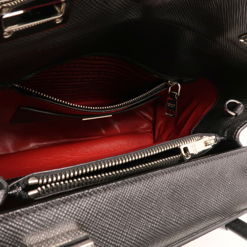 PRADA Saffiano皮革2 Way Shoulder銀扣手挽肩背兩用袋-4