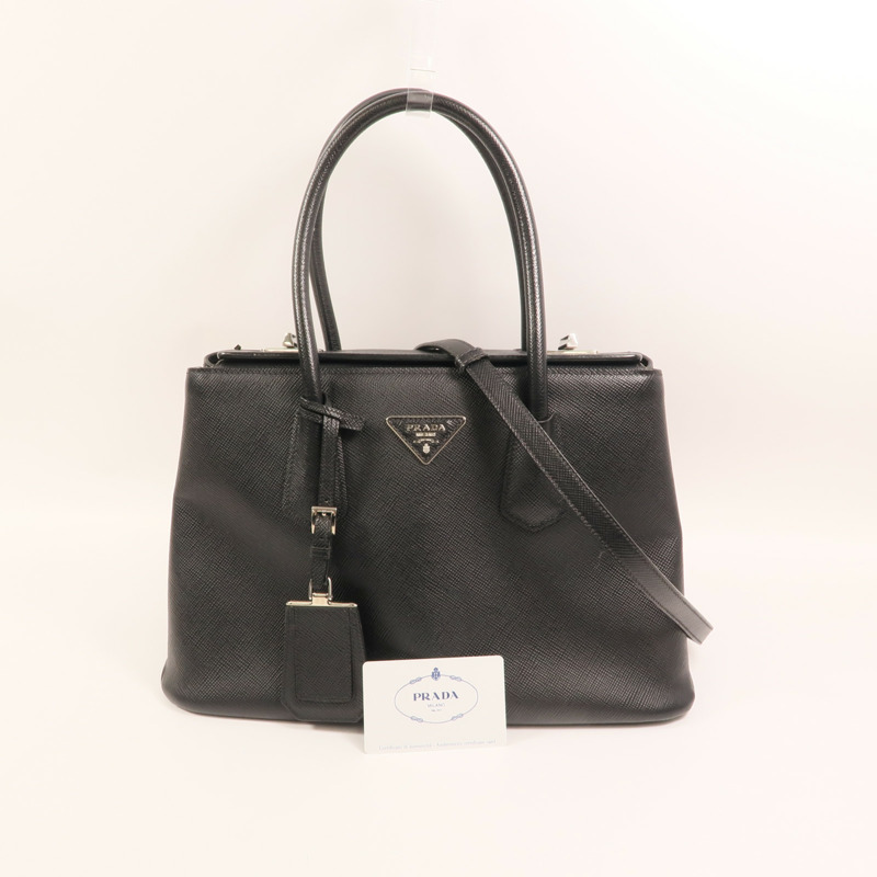 PRADA Saffiano皮革2 Way Shoulder銀扣手挽肩背兩用袋-8