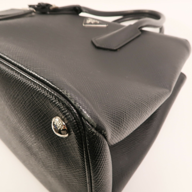 PRADA Saffiano皮革2 Way Shoulder銀扣手挽肩背兩用袋-10
