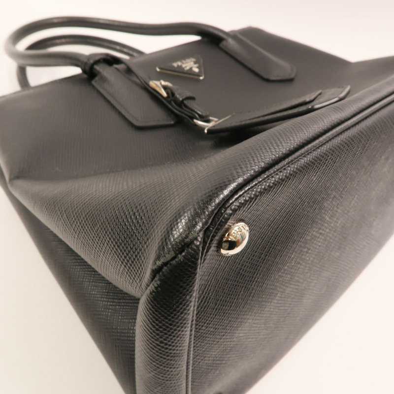PRADA Saffiano皮革2 Way Shoulder銀扣手挽肩背兩用袋-11