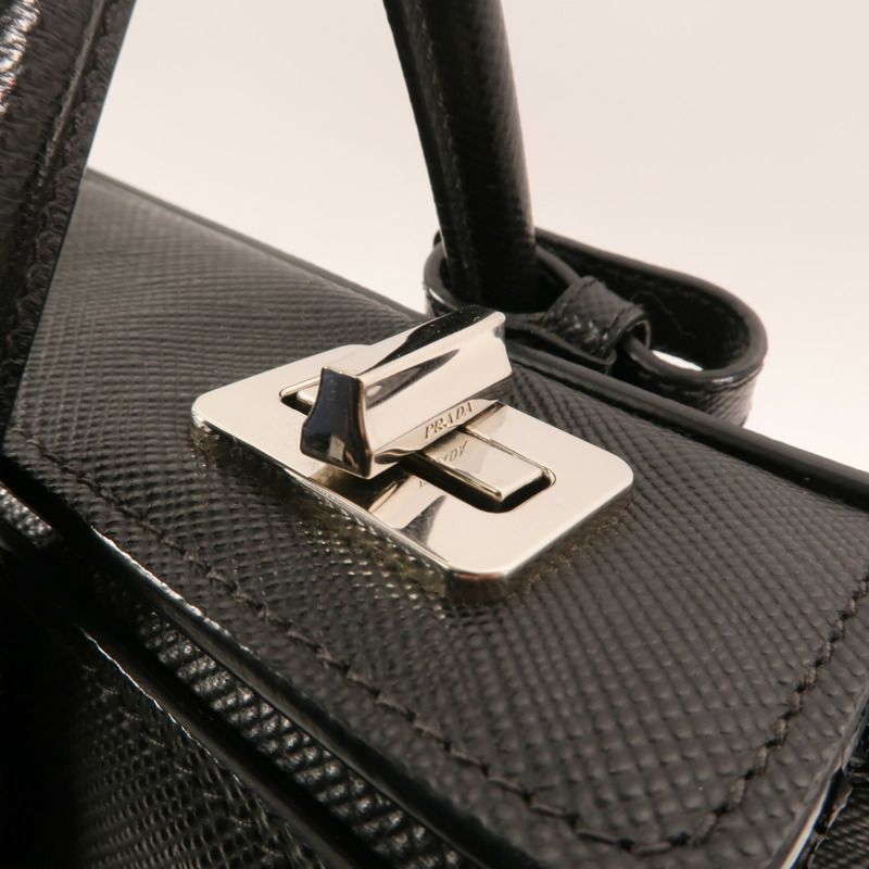 PRADA Saffiano皮革2 Way Shoulder銀扣手挽肩背兩用袋-16