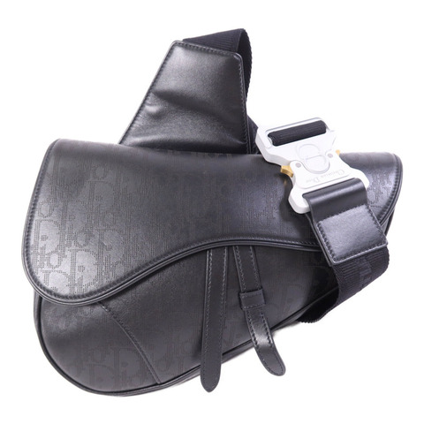 Dior 牛皮皮革Oblique Galaxy Saddle銀扣肩背袋