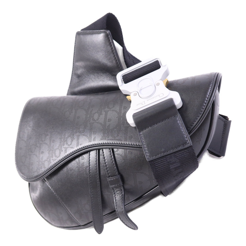 Dior 牛皮皮革Oblique Galaxy Saddle銀扣肩背袋-1