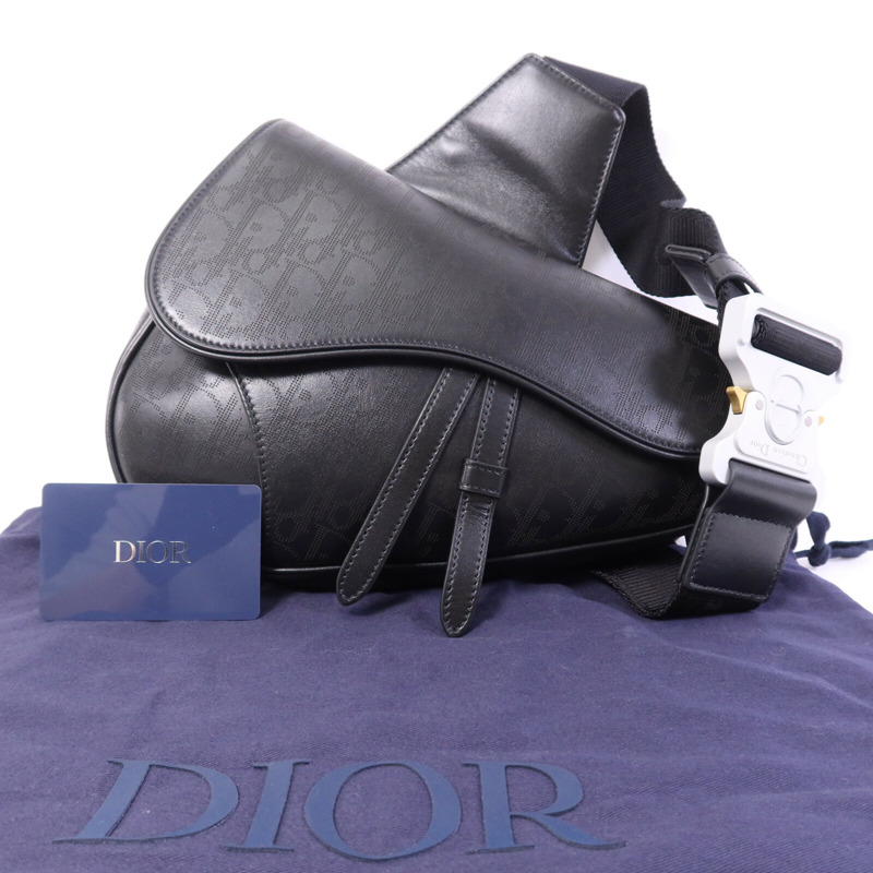 Dior 牛皮皮革Oblique Galaxy Saddle銀扣肩背袋-9