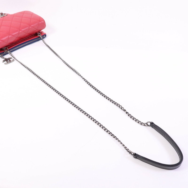 CHANEL 羊皮皮革Chain Shoulder鏈帶肩背袋-9
