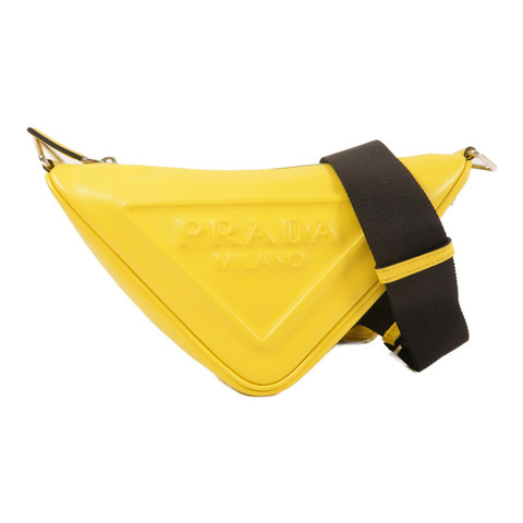 PRADA 牛皮皮革Triangle Bag銀扣肩背袋