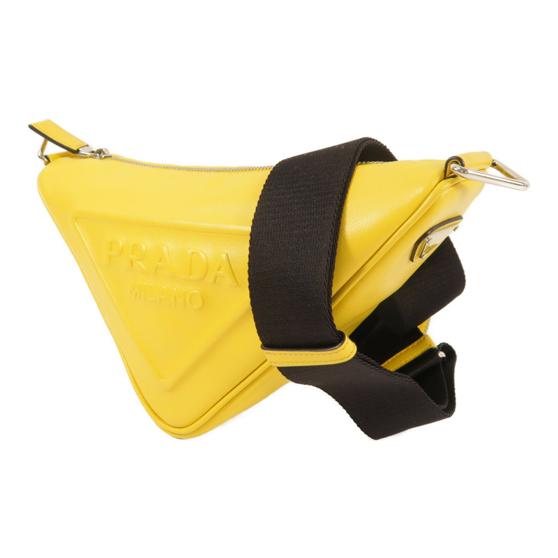 PRADA 牛皮皮革Triangle Bag銀扣肩背袋-2