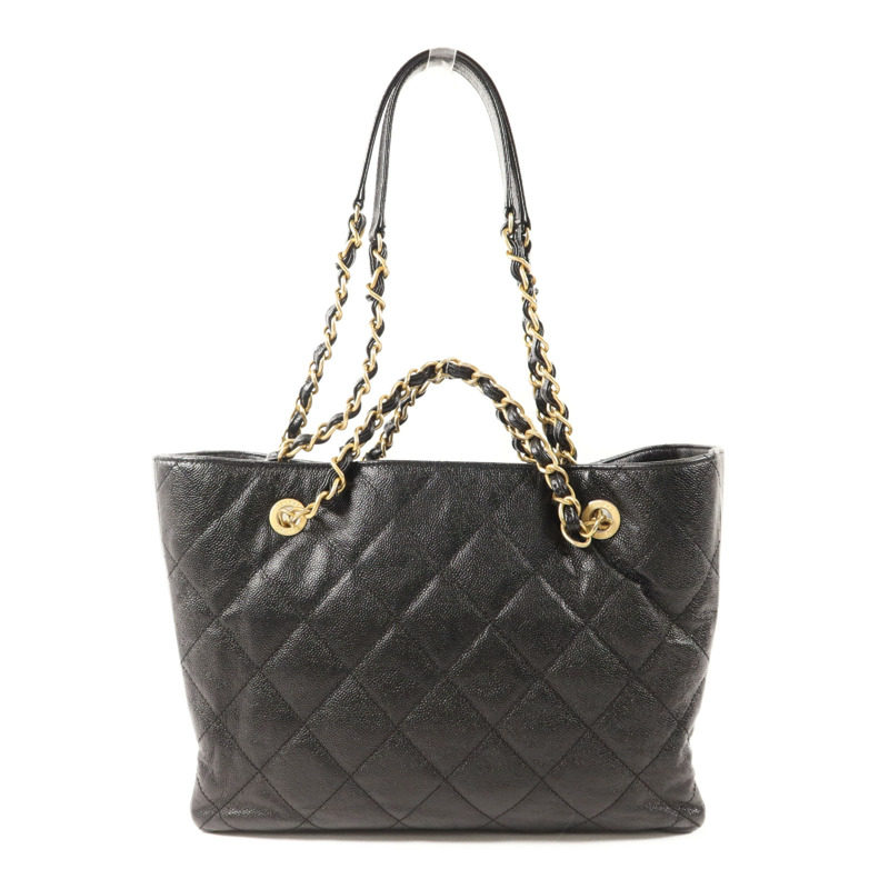 CHANEL 牛皮皮革2 Way Shoulder金扣鏈帶手挽肩背兩用袋-1